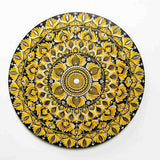 Golden Bloom – Handpainted Dot Mandala Wall Art