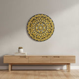 Golden Bloom – Handpainted Dot Mandala Wall Art