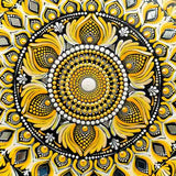 Golden Bloom – Handpainted Dot Mandala Wall Art