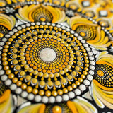 Golden Bloom – Handpainted Dot Mandala Wall Art