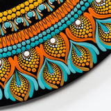 Orange & Teal Floral Dot Mandala Round Nameplate – 16" – Hand-painted Personalized Door/Wall Sign