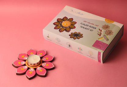 Dot Art Flower Design Tealight Kit