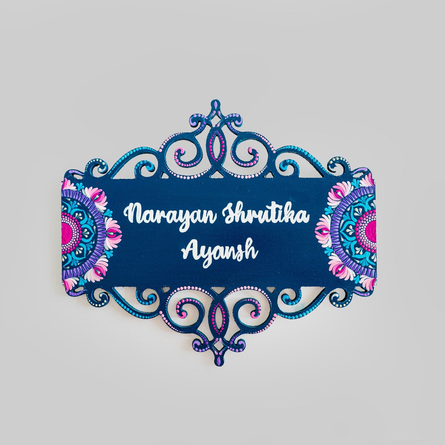 Rectangular Cutwork Dot Mandala Nameplate