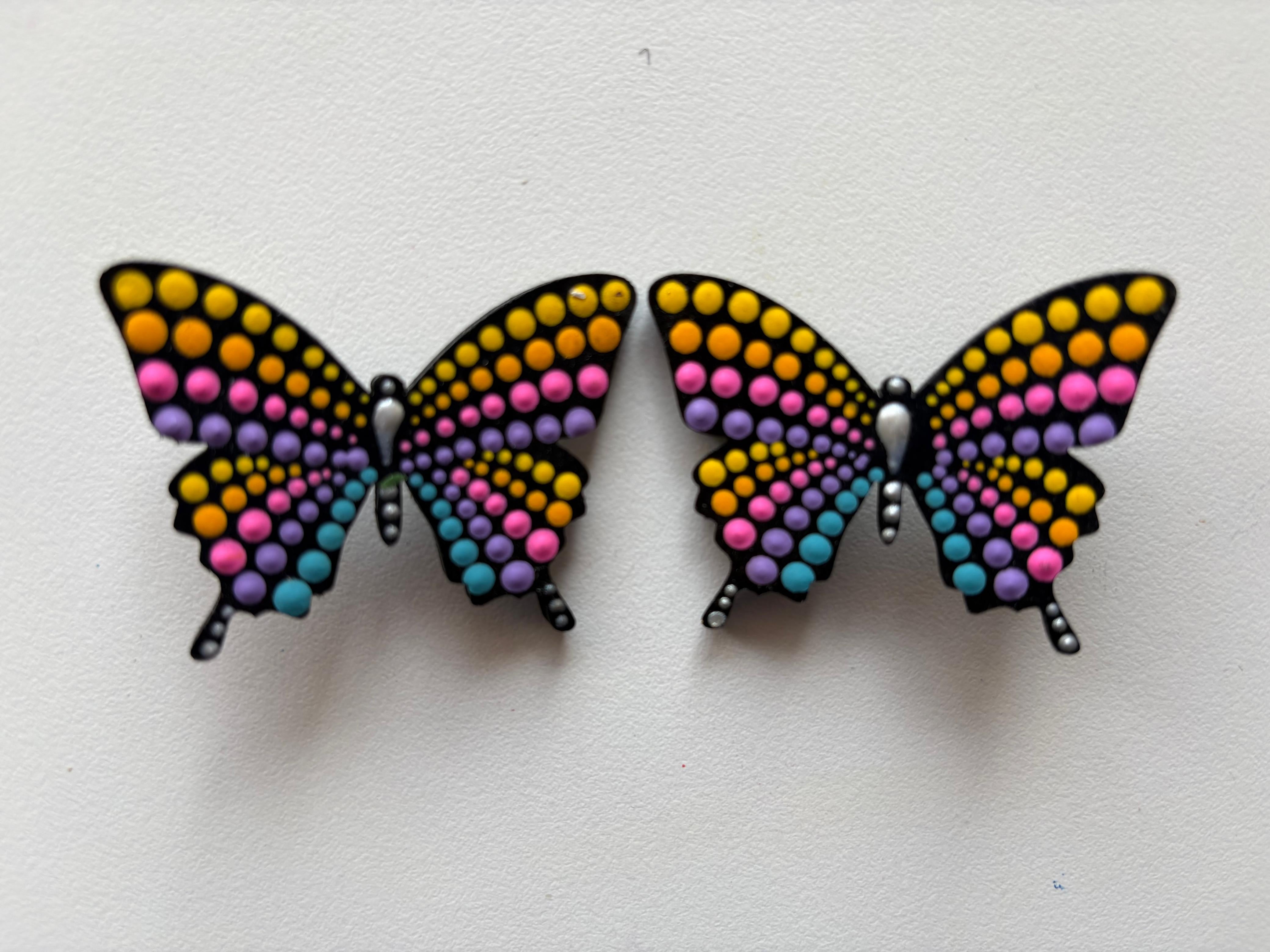Butterfly Bliss – Handcrafted Dot Mandala Art Earrings