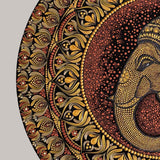 Peaceful Lord Ganesha Mandala in Gold Copper  & Red