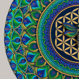 Sacred Geometry Mandala – Flower of Life Design in Blue & Green