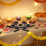 Pink Blossom Dot Mandala Tealights Holders – Handcrafted Festive Lighting