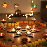 Pink Blossom Dot Mandala Tealights Holders – Handcrafted Festive Lighting