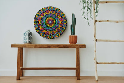 Radiant Burst Hand-Painted Mandala Wall Plate – Full of Colors
