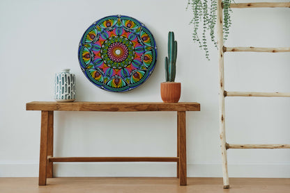 Radiant Harmony – Multicolor Dot Art Mandala Wall Plate
