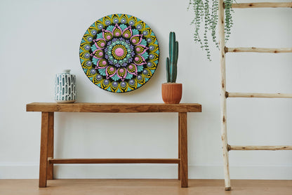 Radiant Pastel Dot Mandala Wall Art - Hand-Painted