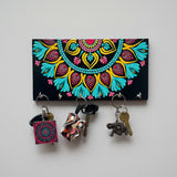Vibrant Handpainted Mandala Wooden Key Holder – Dot Art