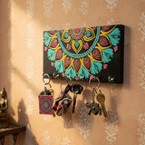 Vibrant Handpainted Mandala Wooden Key Holder – Dot Art