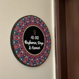 Traditional Mandala Round Wooden Name Board with Ganesha