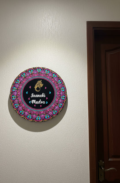 Handpainted Dot Mandala Circular Name Board – Customizable