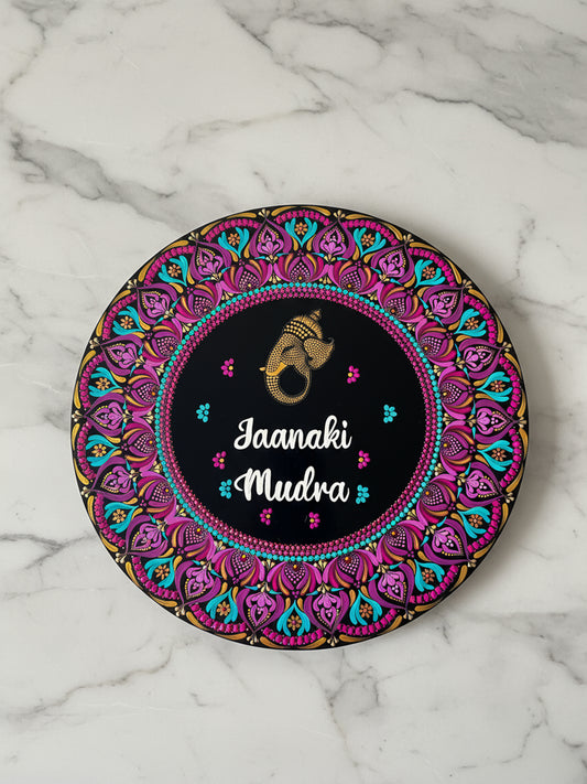 Handpainted Dot Mandala Circular Name Board – Customizable