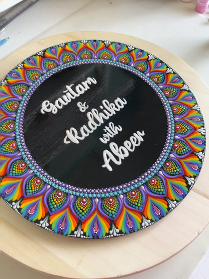 16" Dot-Art Mandala Circular Nameplate