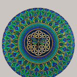 Sacred Geometry Mandala – Flower of Life Design in Blue & Green
