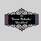 Elegant Rectangular Cutwork Nameplate with Pink & Teal Dot Mandala Borders
