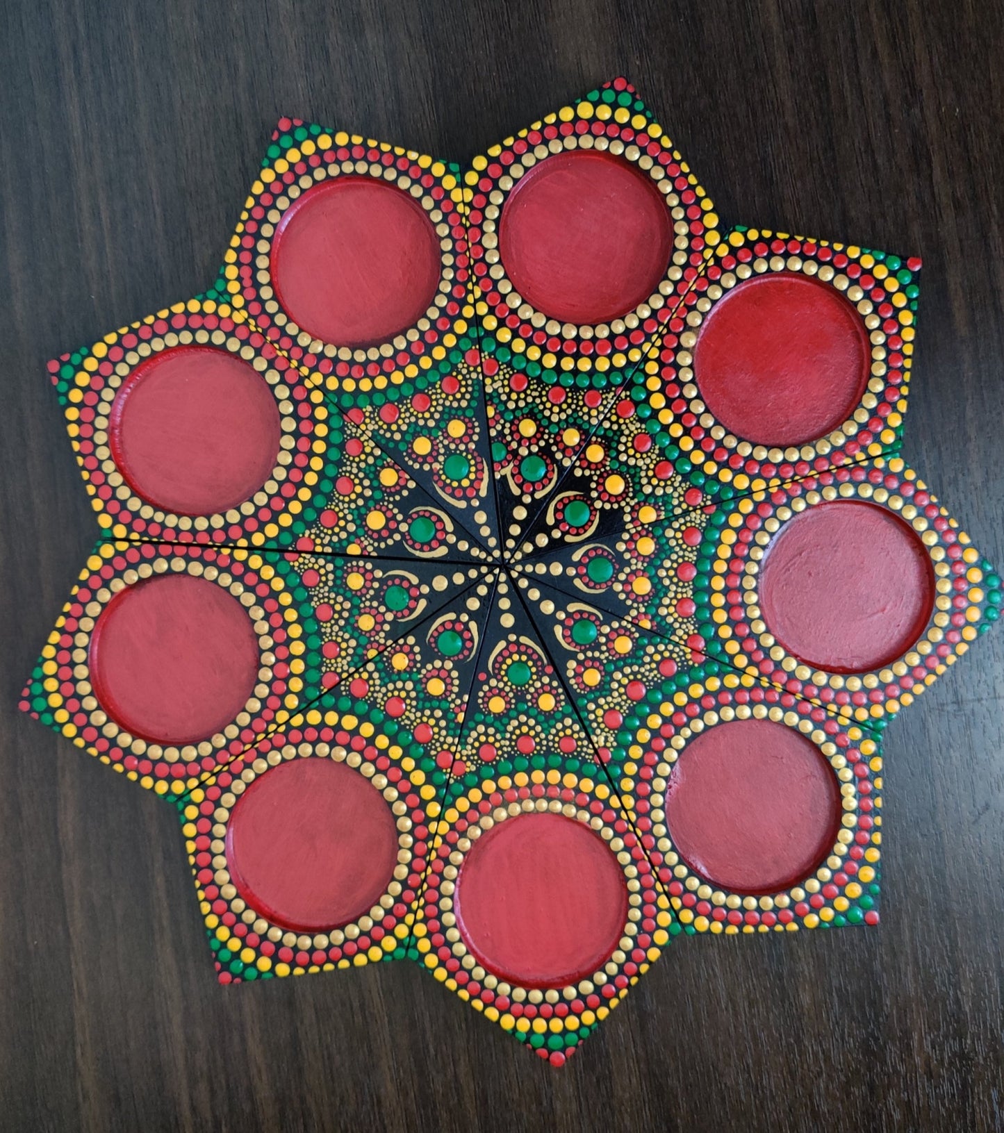 Tealight Holders Rangoli Style - Red Shades