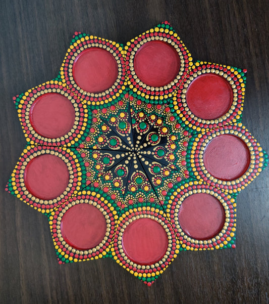 Tealight Holders Rangoli Style - Red Shades